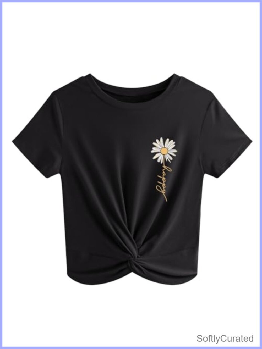 Women's Twist Front Crop Top Short Sleeve Casual Summer T-Shirt